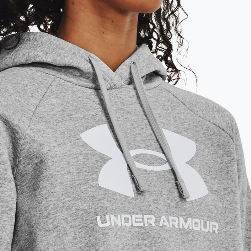 női pulóver Under Armour Rival Fleece Big Logo Hoody mod gray light heather/white 4