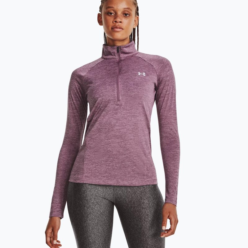 Under Armour Tech 1/2 Zip női pulóver - Twist ködös lila/friss orchidea/metál ezüst