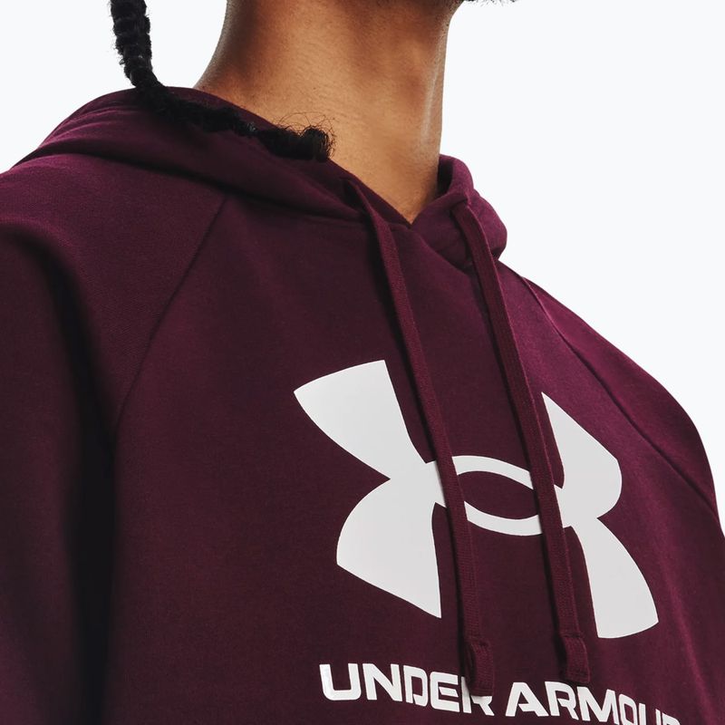 Férfi Under Armour Rival Fleece Logo HD kapucnis pulóver sötétbordó/fehér 3