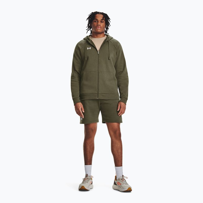 Férfi kapucnis cipzáras pulóver Under Armour Rival Fleece FZ Hoodie navy DD green/white 2