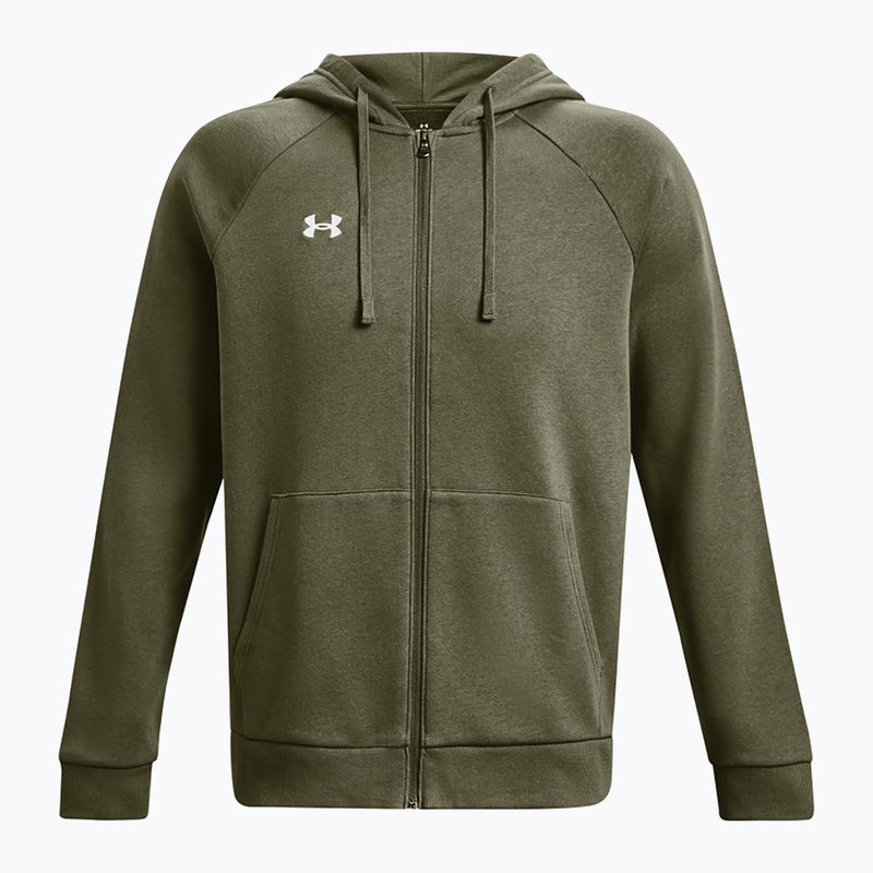 Férfi kapucnis cipzáras pulóver Under Armour Rival Fleece FZ Hoodie navy DD green/white 5