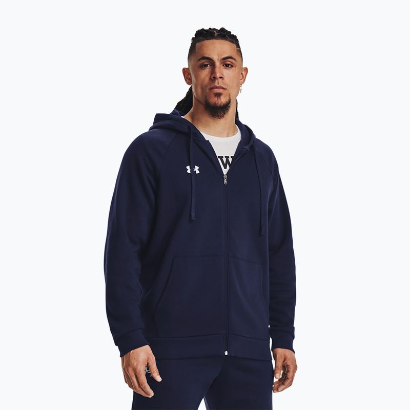 Férfi trekking pulóver Under Armour Rival Fleece FZ midnight navy/white