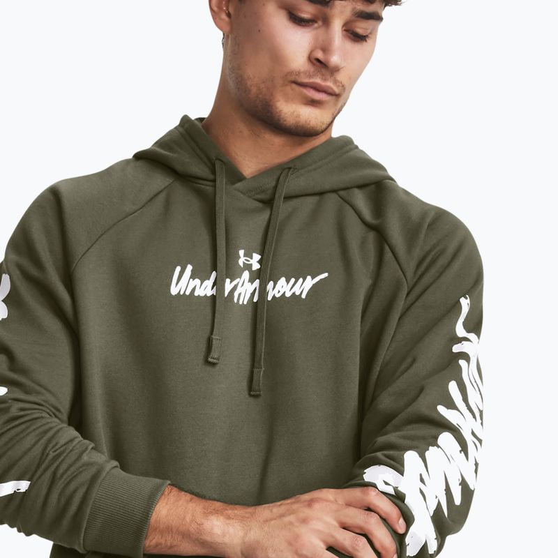 Under Armour férfi kapucnis pulóver Rival Fleece Graphic HD marine zöld/fehér színből 4