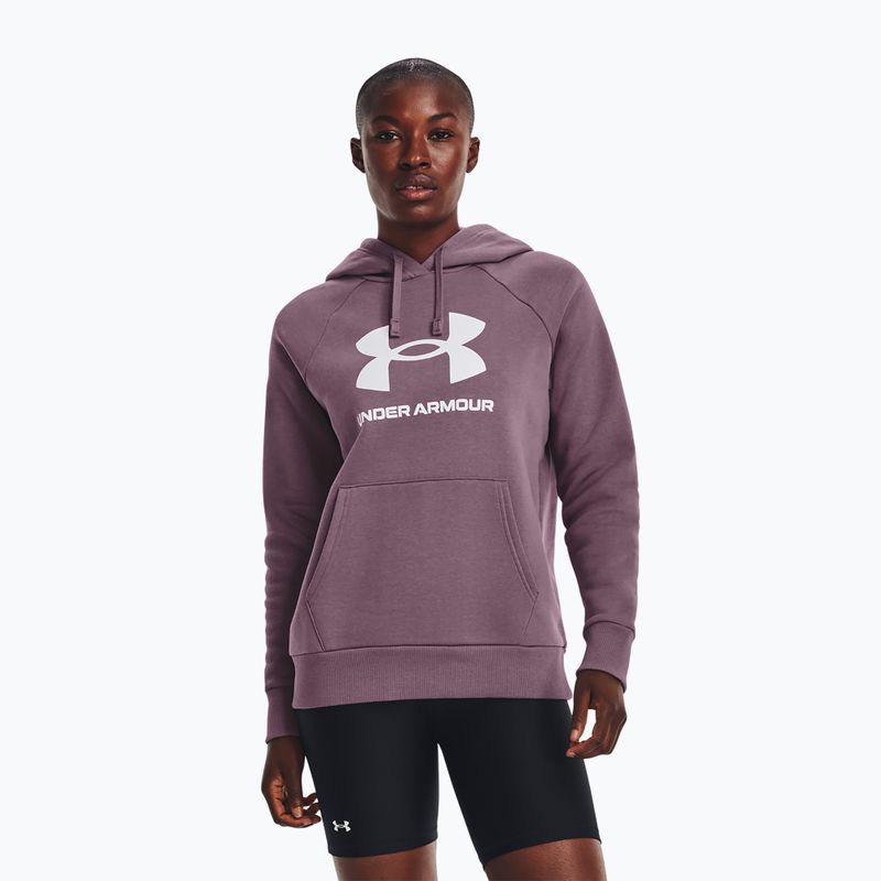 Under Armour női edzőpulóver Rival Fleece Big Logo ködös lila/fehér