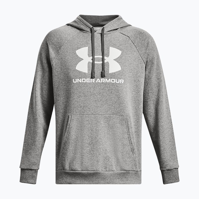 Férfi Under Armour Rival Fleece Logo HD castlerock light heather/fehér kapucnis pulóver 4