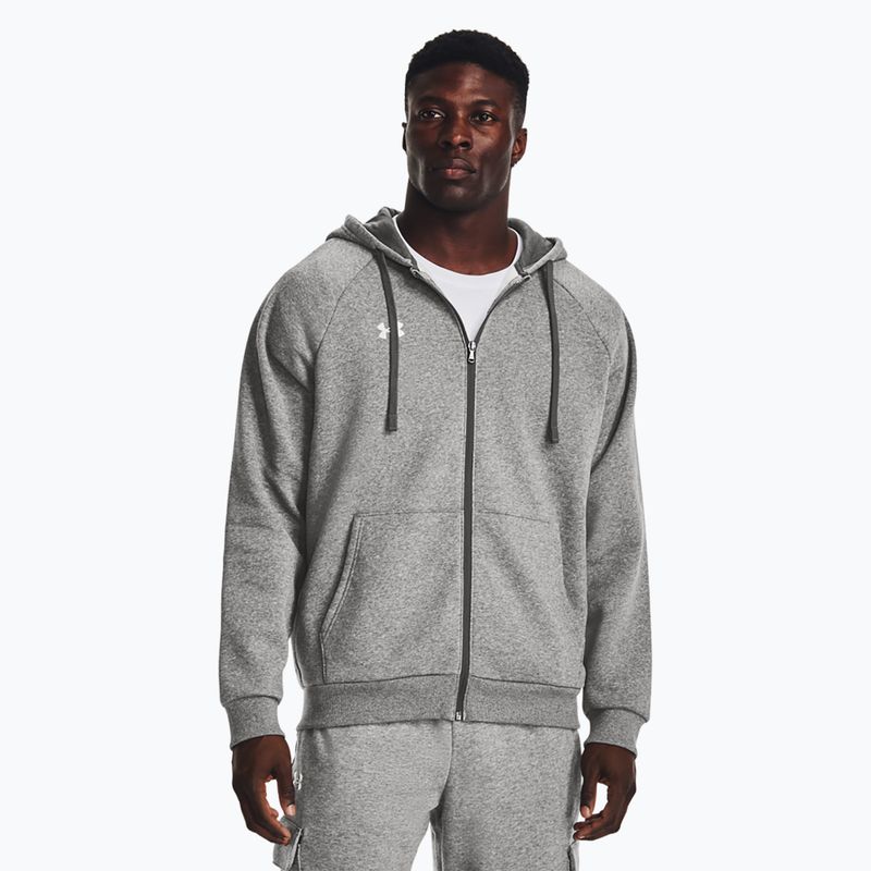 Férfi melegítőfelső Under Armour Rival Fleece FZ Hoodie castlerock light heather/white