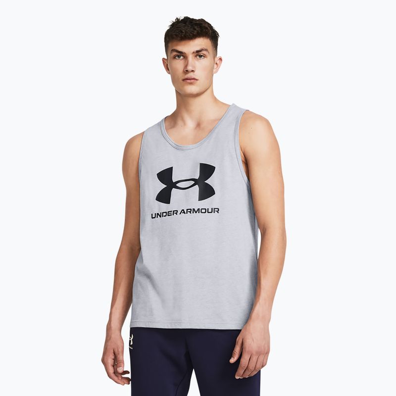 Under Armour Sportstyle Logo steel light heather/fekete férfi tank top