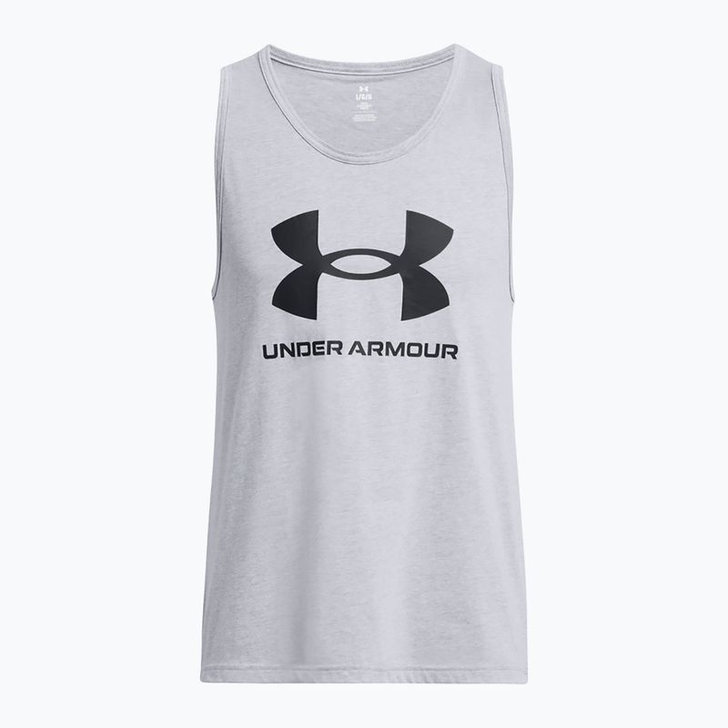Under Armour Sportstyle Logo steel light heather/fekete férfi tank top 3