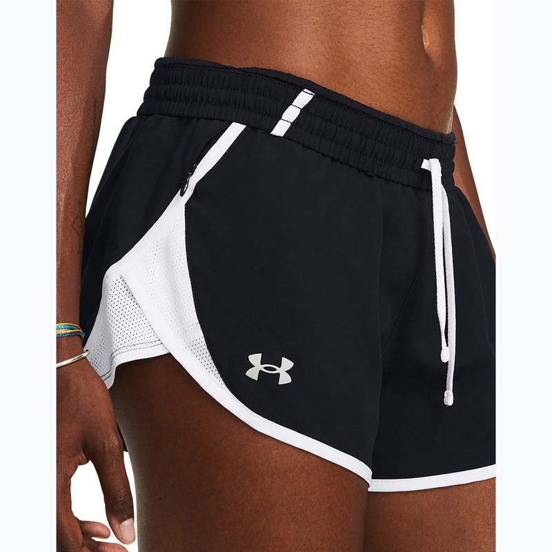 Under Armour Fly By 3" női futónadrág fekete / fehér / fényvisszaverő 4