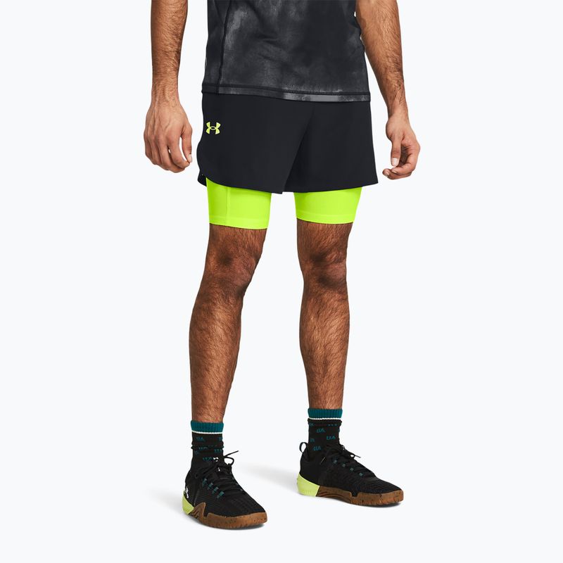 férfi rövidnadrág  Under Armour Peak Woven 2in1 black/high vis yellow/high vis yellow