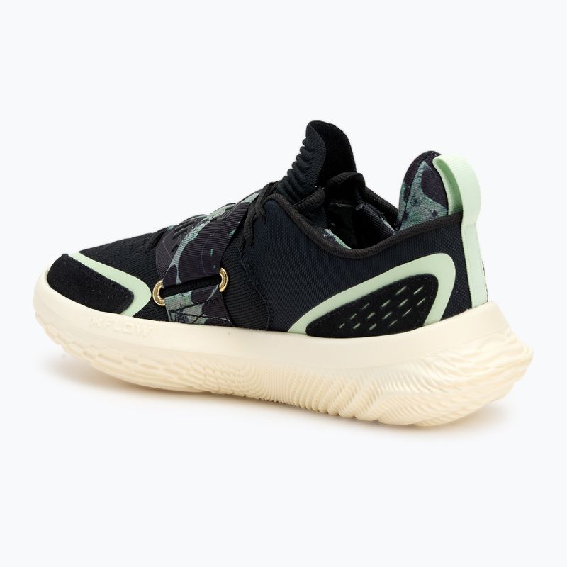 Under Armour Flow Futr X 4 Camo kosárlabda cipő fekete/retró zöld/metál arany 3