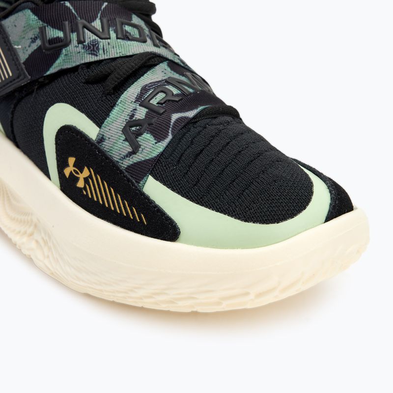 Under Armour Flow Futr X 4 Camo kosárlabda cipő fekete/retró zöld/metál arany 7