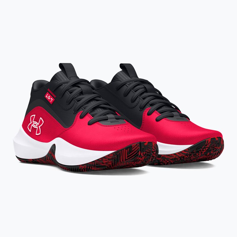 Under Armour GS Lockdown 7 piros/fekete/fehér gyermek kosárlabda cipő 8