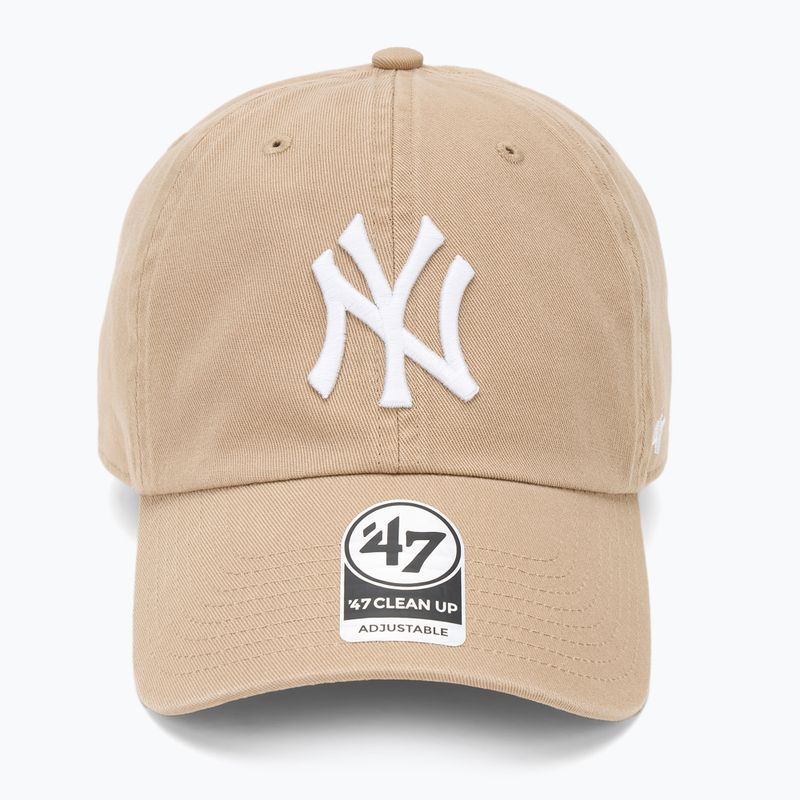 47 Brand MLB New York Yankees CLEAN UP W/No Loop Label khaki baseball sapka 2