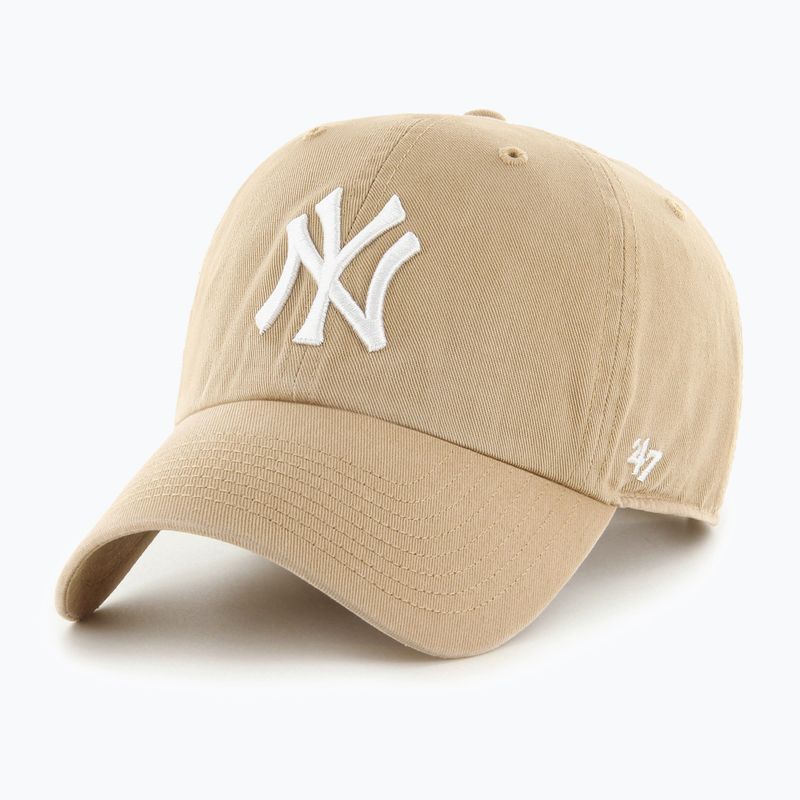 47 Brand MLB New York Yankees CLEAN UP W/No Loop Label khaki baseball sapka