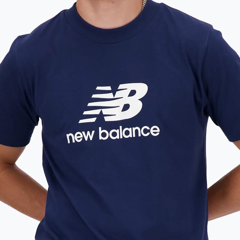 Férfi New Balance Stacked Logo póló, navy színű 4