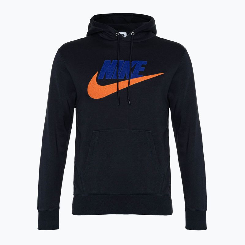 Férfi Nike Club Fleece kapucnis pulóver fekete/biztonsági narancssárga