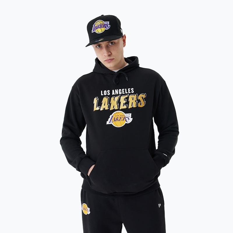 Férfi New Era Team Script OS Hoody Los Angeles Lakers melegítőfelső fekete