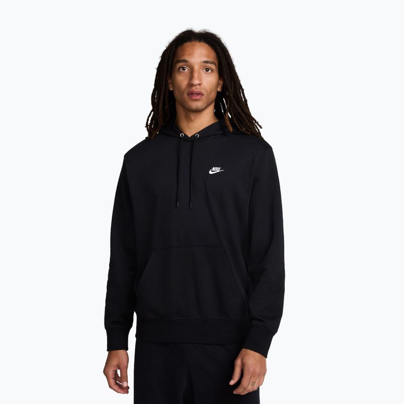 Férfi Nike Club French Terry pulóver kapucnis pulóver fekete/fekete/fehér