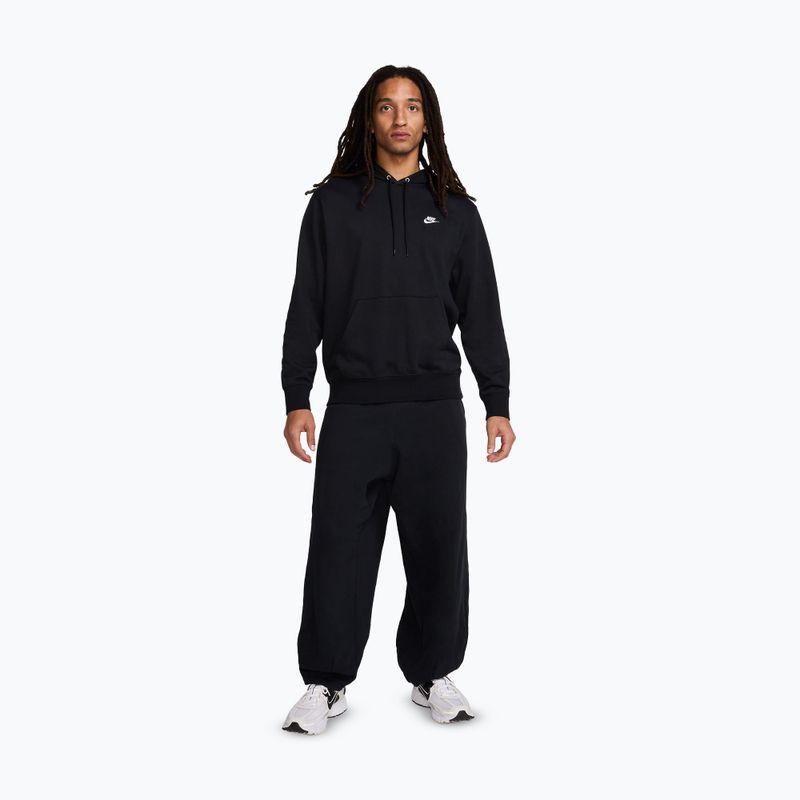 Férfi Nike Club French Terry pulóver kapucnis pulóver fekete/fekete/fehér 2
