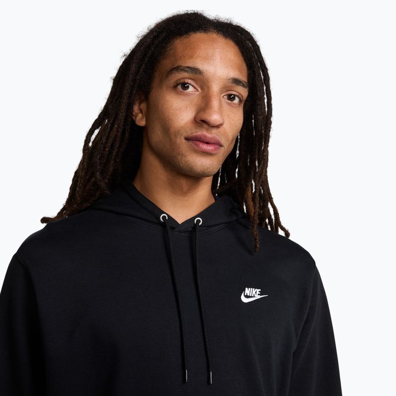 Férfi Nike Club French Terry pulóver kapucnis pulóver fekete/fekete/fehér 4