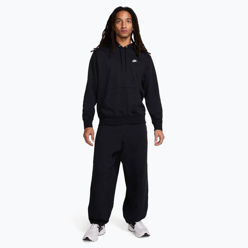 Férfi Nike Club French Terry pulóver kapucnis pulóver fekete/fekete/fehér 2