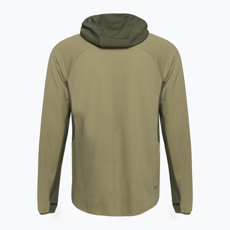 Férfi Nike Trail Dri-Fit UV LS Hoodie semleges olajzöld/közepes olajzöld/lila bloom futás hosszú ujjú férfi futópulóver 2