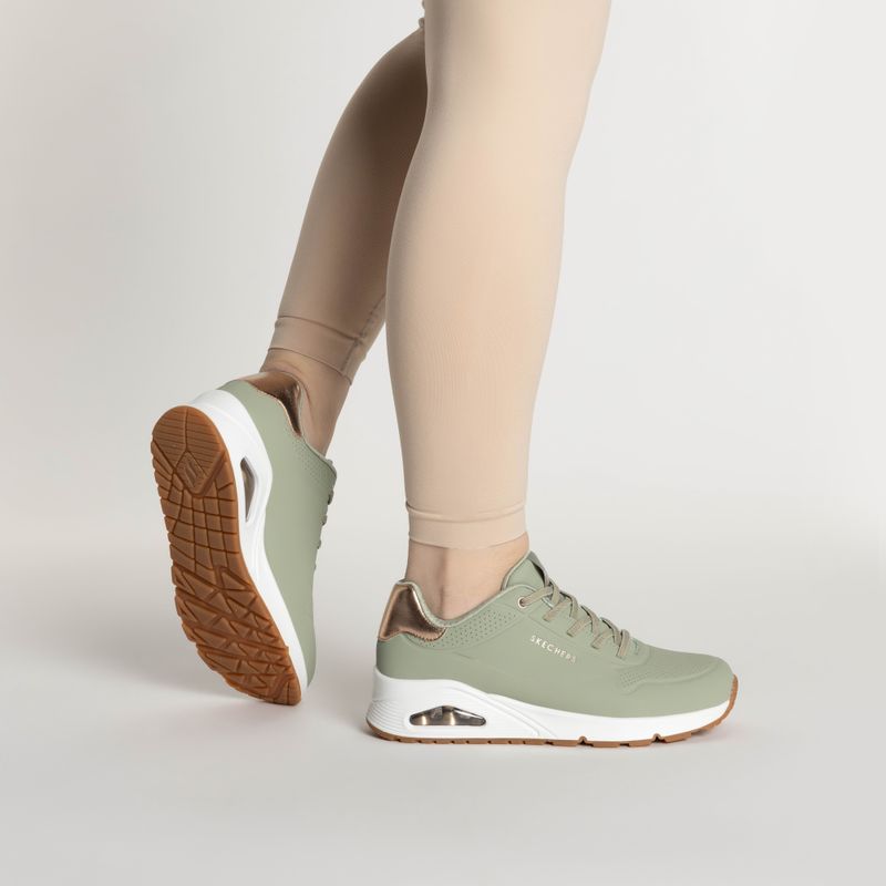 női cipő SKECHERS Uno Shimmer Away sage/rose gold/mesh 2
