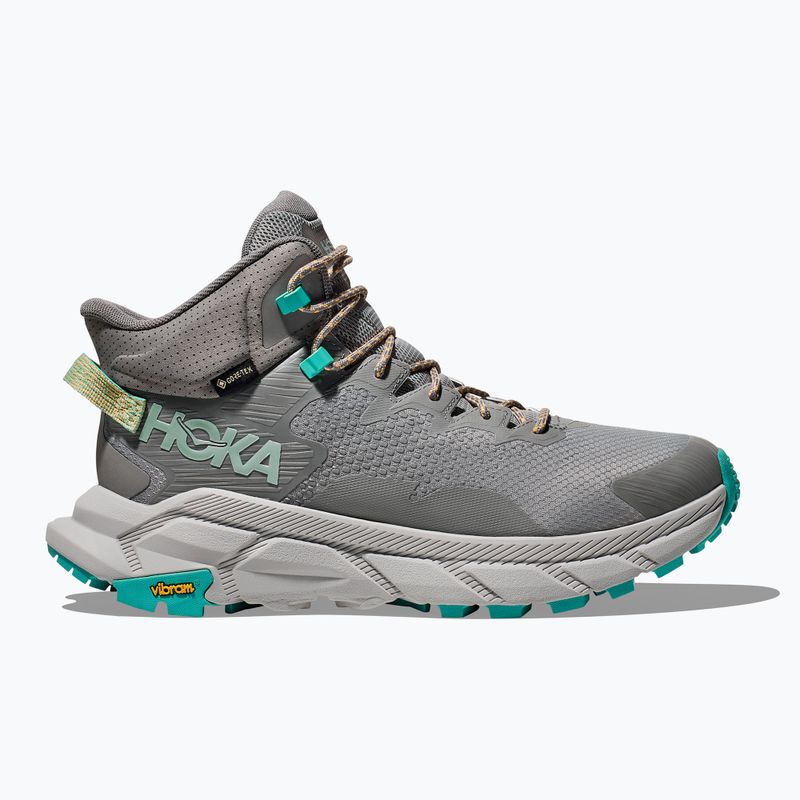 Férfi túrabakancs HOKA Trail Code GTX galaktikus szürke/elektromos aqua 9