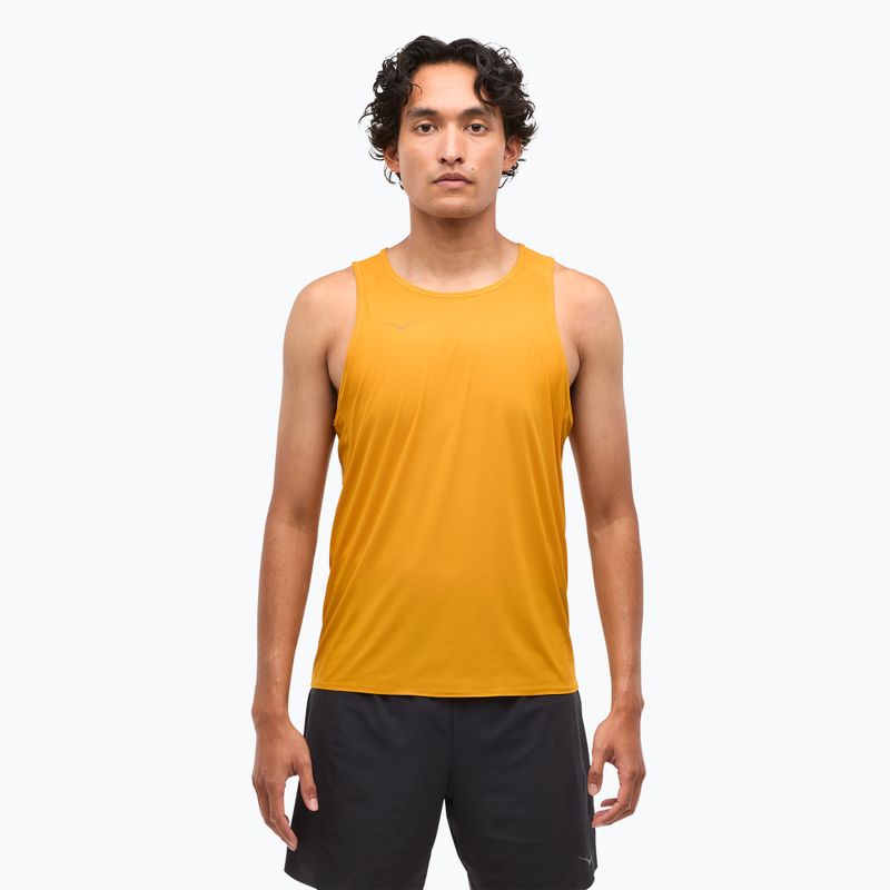 Férfi futó tank top HOKA Airolite Run Tank sárga színű, varsity sárga