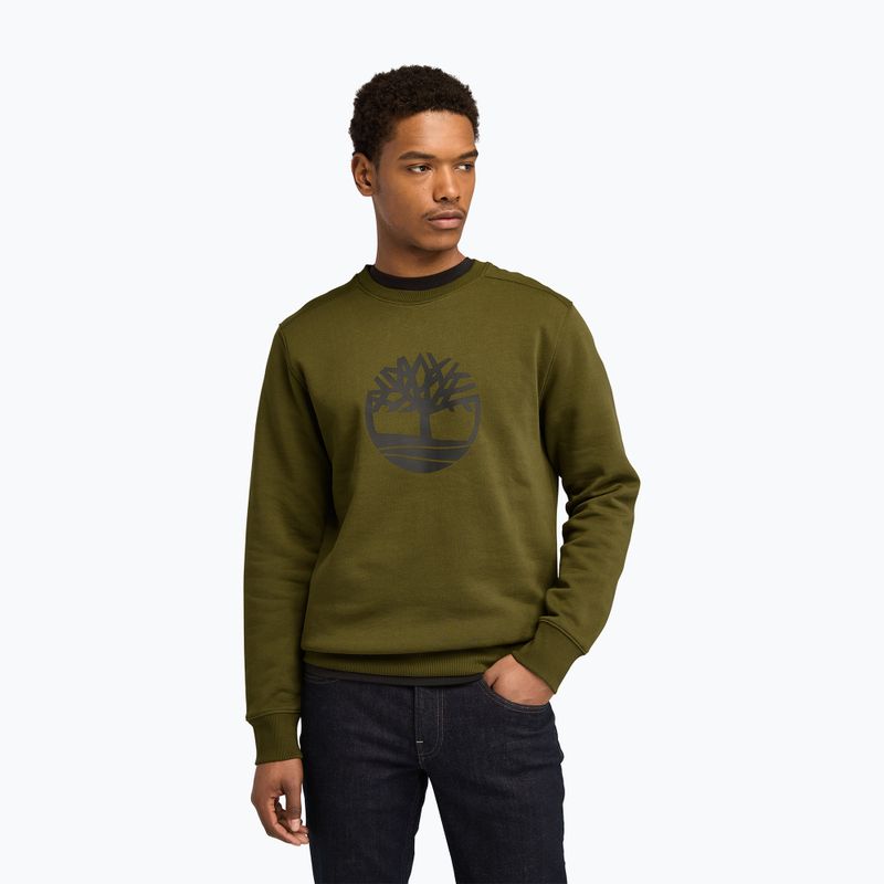 Férfi pulóver Timberland Tree Logo Crew Neck dark olive