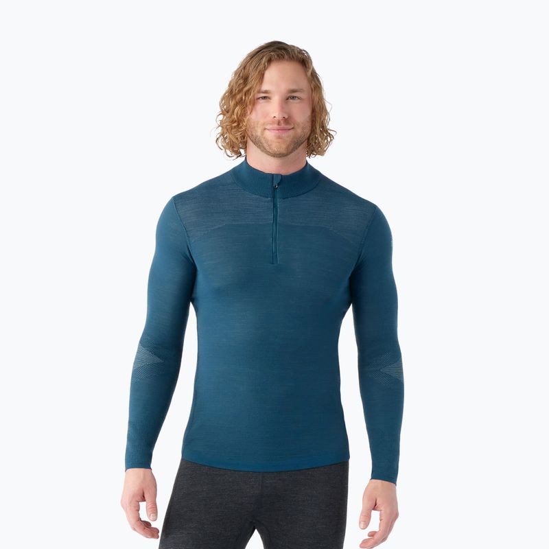 Férfi Smartwool Intraknit Thermal Merino Base Layer 1/4 Zip pulóver szürkéskék