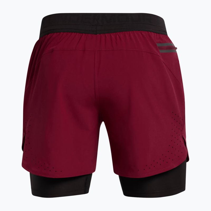 Férfi Under Armour Peak Woven 2in1 kardinál/fekete/fekete rövidnadrág 2