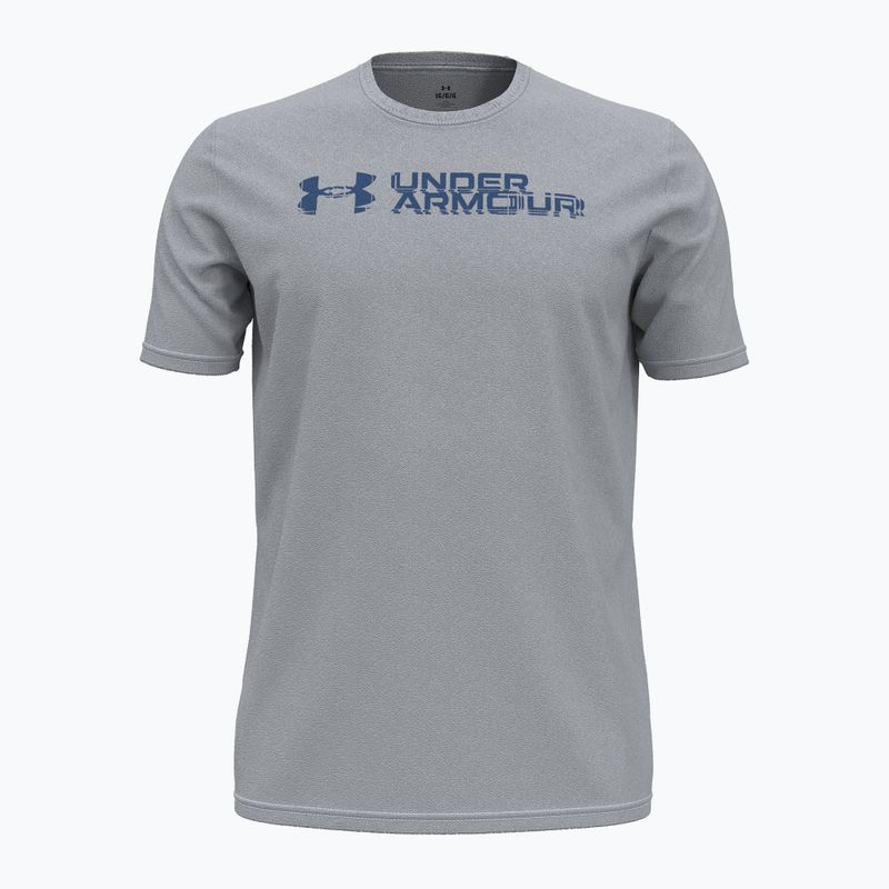 Férfi edzőpóló Under Armour Sliced Wordmark 60/40S mod gray/tech blue