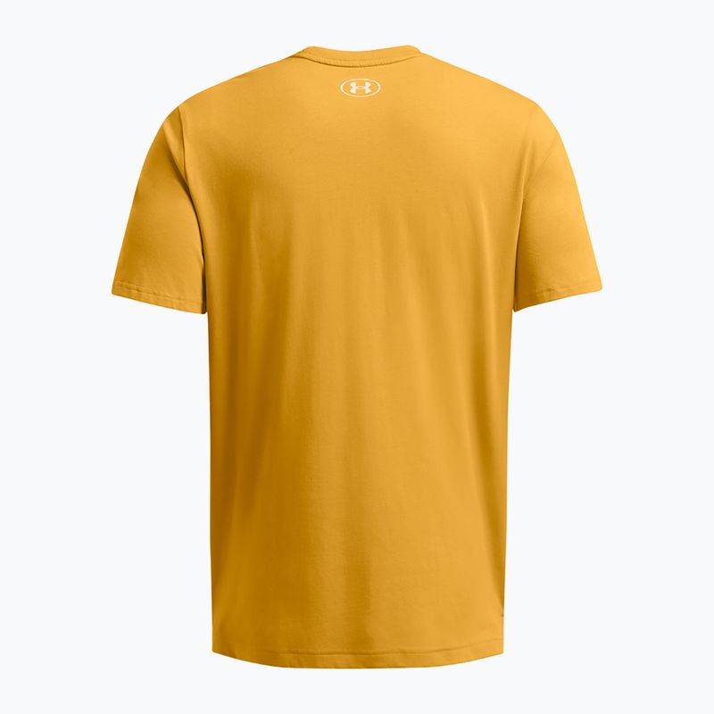 Férfi edzőpóló Under Armour Project Rock Made Not Born golden yellow/steeltown gold 2
