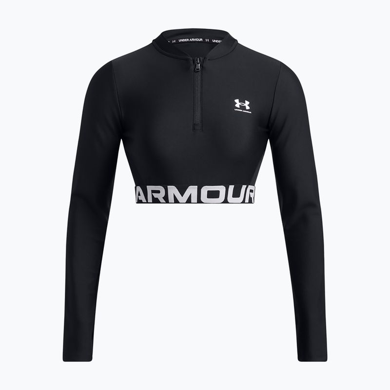 Női Under Armour Heat Gear Rib 1/4 Zip edzőfelső fekete/fekete/fehér 2