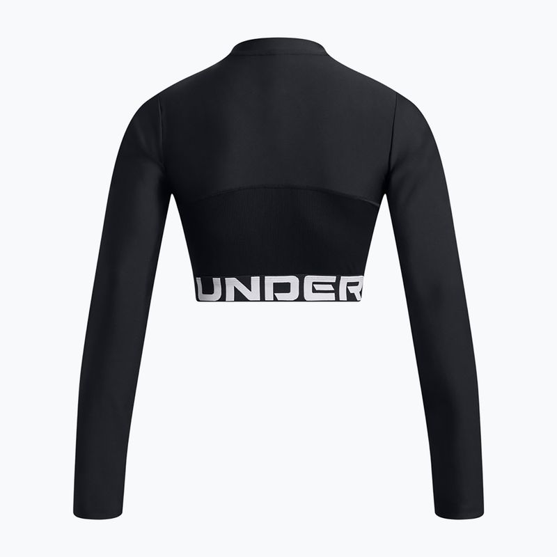 Női Under Armour Heat Gear Rib 1/4 Zip edzőfelső fekete/fekete/fehér 3