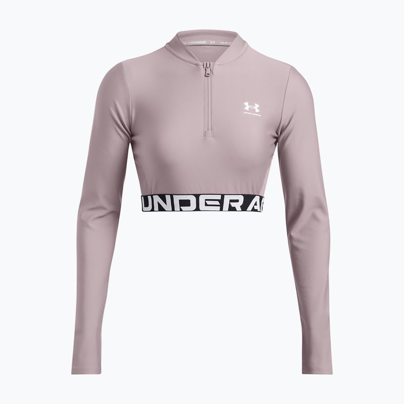 Női Under Armour Heat Gear Rib 1/4 Zip tetra szürke/fehér edző felső 3