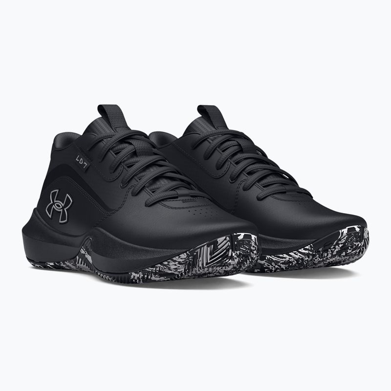 Under Armour GS Lockdown 7 gyermek kosárlabda cipő fekete/fekete/metál ezüst 3