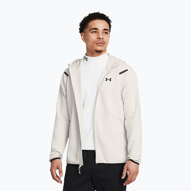 Férfi pulóver Under Armour Unstoppable Fleece Full Zip HD summit white/black