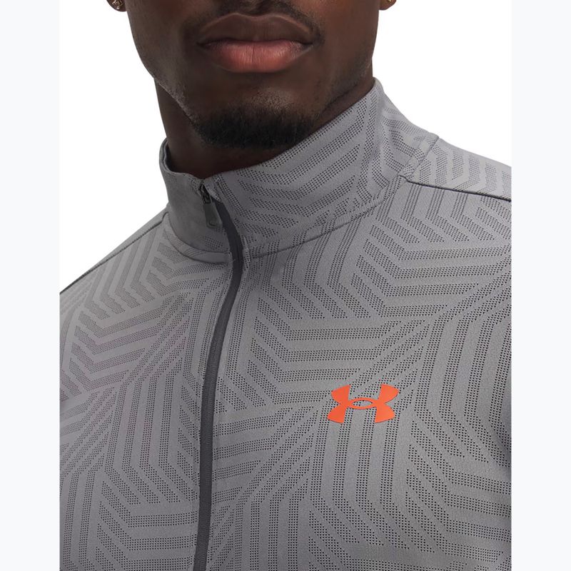 Férfi Under Armour Tech Vent Geotessa 1/2 Zip acél/castlerock/tűz edzés hosszú ujjú hosszúnadrág 3