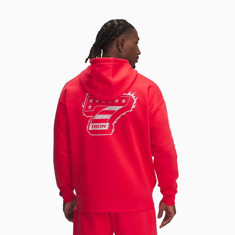 Férfi pulóver Under Armour Project Rock Icon Fleece FZ lava red 2