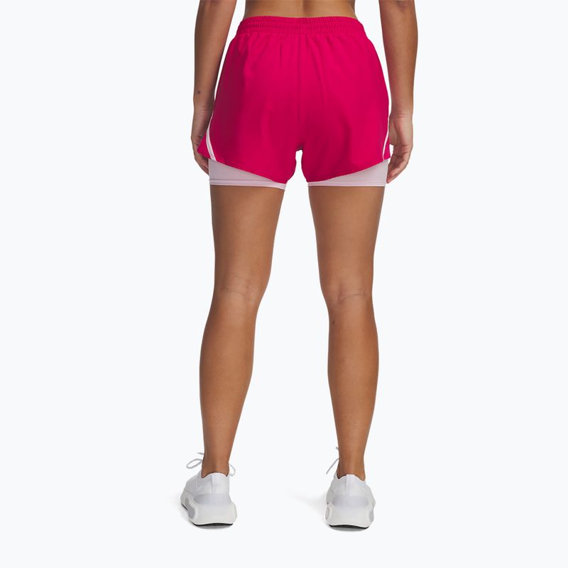 Under Armour Fly By 2in1 női futónadrág árnyékolt fukszia / prím rózsaszín / fényvisszaverő 3