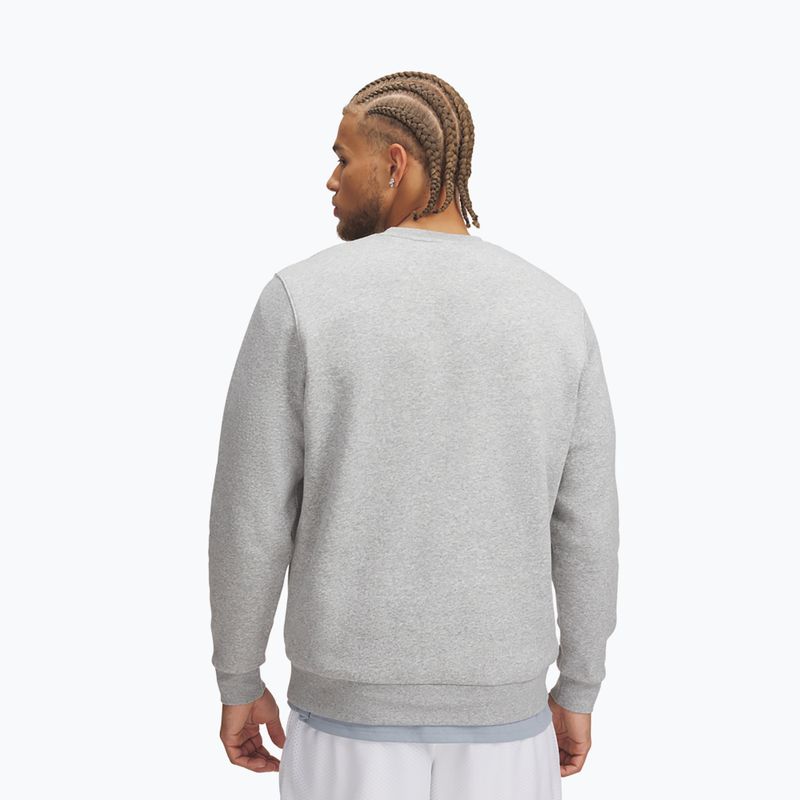 Férfi pulóver Under Armour Essential Fleece Crew mod gray light heather/white 2