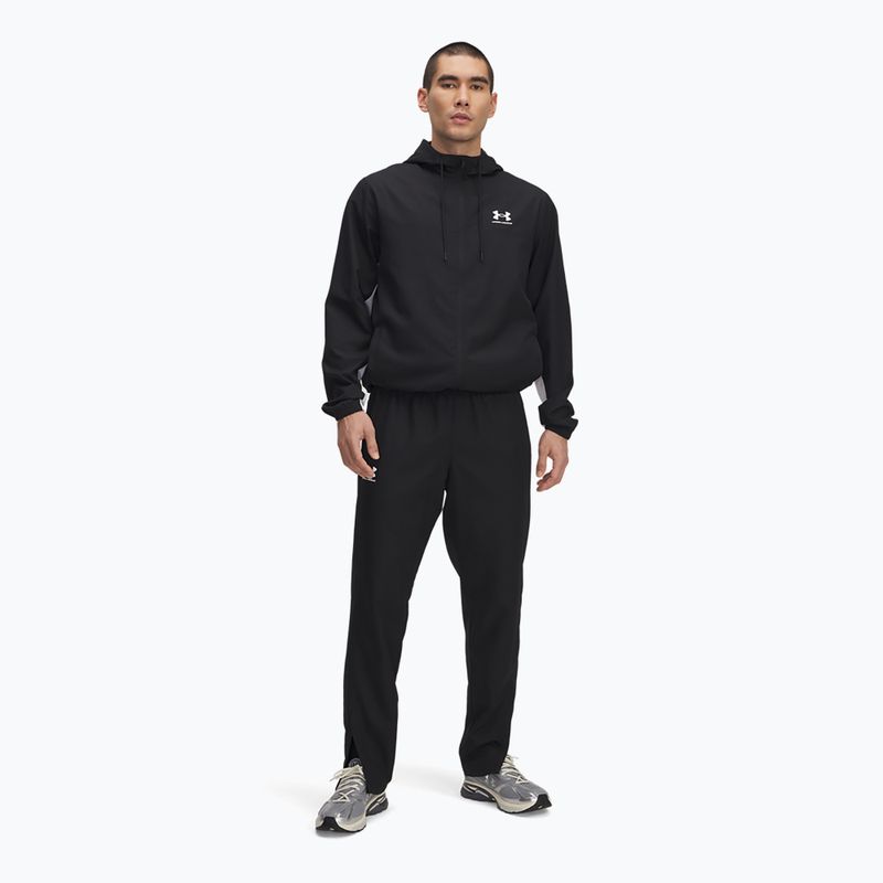 Férfi Under Armour Rival Woven szőtt széldzseki nadrág fekete/fekete/fehér 2
