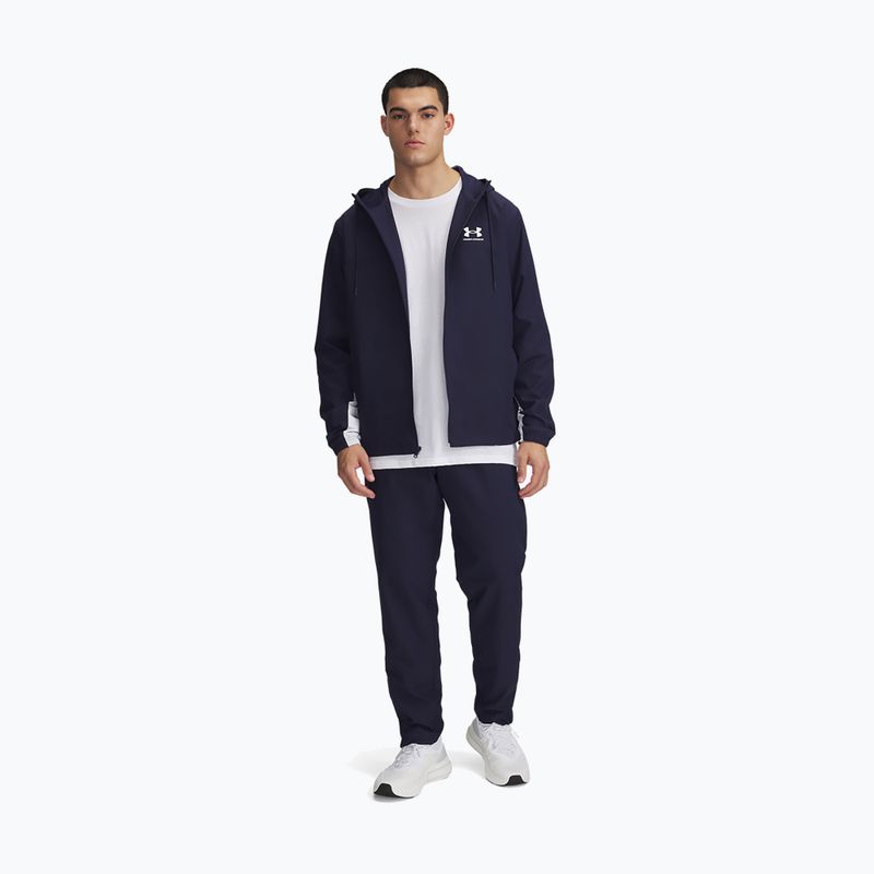 Férfi nadrág Under Armour Rival Woven Windbreaker Pant éjféli tengerészkék/éjféli tengerészkék/fehér 2