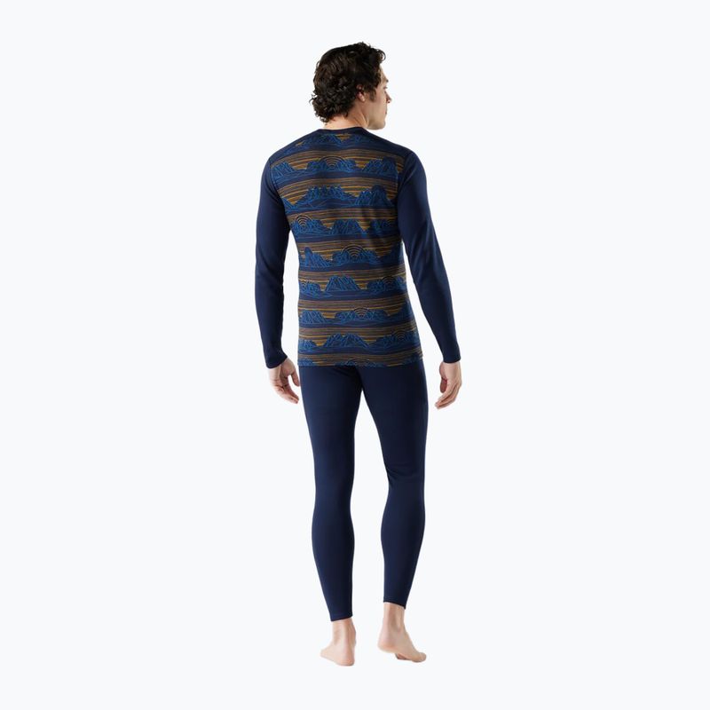 Férfi Smartwool Merino 250 Baselayer Crew hosszú ujjú termikus póló dobozban, mély tengerészkék geo csúcsokkal 2