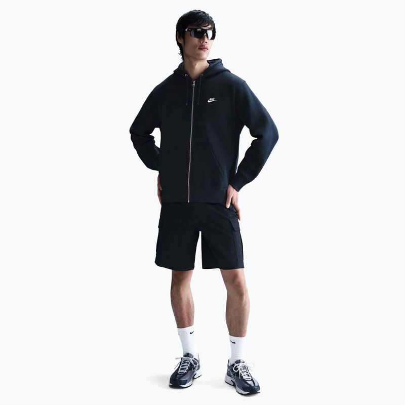 Férfi Nike Club teljes cipzáras kapucnis pulóver obszidián/obszidián/fehér 2