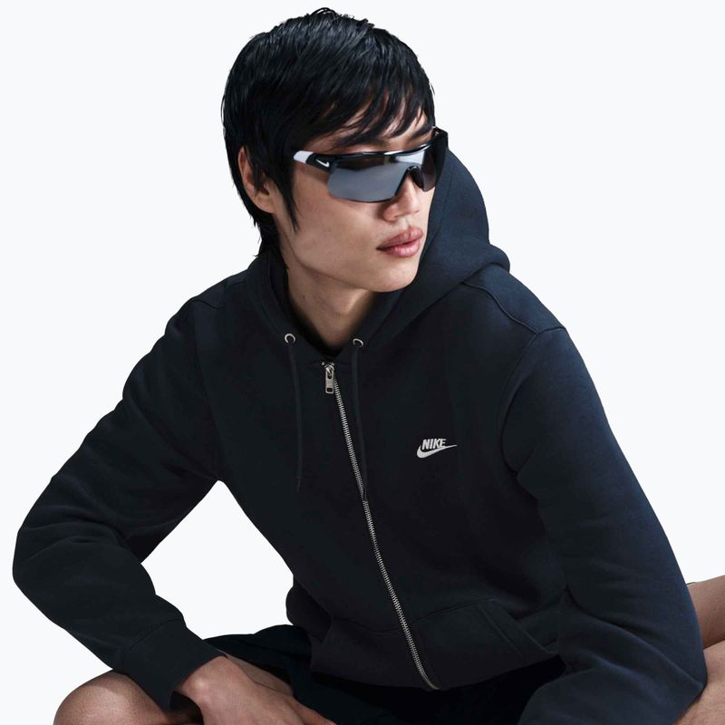 Férfi Nike Club teljes cipzáras kapucnis pulóver obszidián/obszidián/fehér 4