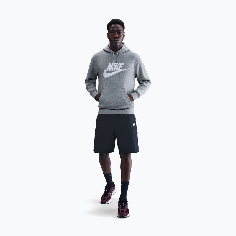 Férfi pulóver Nike Club Pullover Hoodie dark grey heather/light smoke grey/white 2